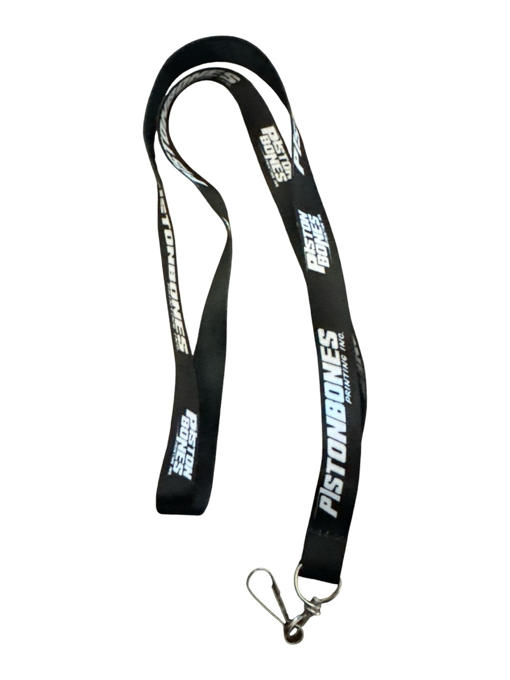 PistonBones Black Logo Lanyard Motorsports Key Chain Holder NEW